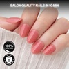 image:imageohora Gel Press On Nails  Pink Solid Art Short Square  Baby DaisyCoral Kiss