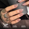 image:imageohora Gel Press On Nails  Pink Solid Art Short Square  Baby DaisyGlazed Mocha