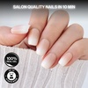 image:imageohora Gel Press On Nails  Pink Solid Art Short Square  Baby DaisyMilky Fade