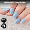 image:imageohora Gel Press On Nails  Pink Solid Art Short Square  Baby DaisyPowder Blue
