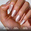 image:imageohora Gel Press On Nails  Pink Solid Art Short Square  Baby DaisySand Glow