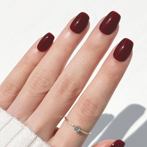 image:imageohora Gel Press On Nails  Burgundy Solid Short Square  Allure Burgundy