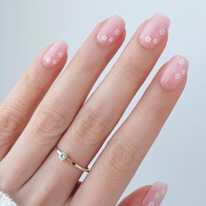 image:imageohora Gel Press On Nails  Pink Solid Art Short Square  Baby DaisyBaby Daisy