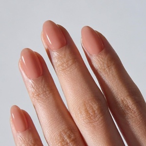 image:imageohora Gel Press On Nails  Pink Solid Art Short Square  Baby DaisyBlush Beige