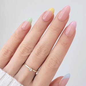 image:imageohora Gel Press On Nails  Pink Solid Art Short Square  Baby DaisyCandy French