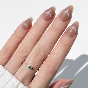 image:imageohora Gel Press On Nails  Pink Solid Art Short Square  Baby DaisyChampagne Glow
