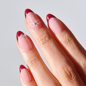 image:imageohora Gel Press On Nails  Pink Solid Art Short Square  Baby DaisyCherry Pop