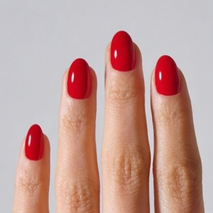 image:imageohora Gel Press On Nails  Pink Solid Art Short Square  Baby DaisyClassic Red