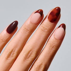 image:imageohora Gel Press On Nails  Pink Solid Art Short Square  Baby DaisyEspresso Tortoise