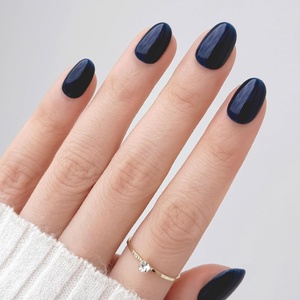 image:imageohora Gel Press On Nails  Pink Solid Art Short Square  Baby DaisyMidnight Navy