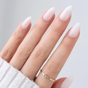 image:imageohora Gel Press On Nails  Pink Solid Art Short Square  Baby DaisyMilk Drop