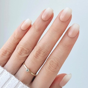 image:imageohora Gel Press On Nails  Pink Solid Art Short Square  Baby DaisyMilky Fade
