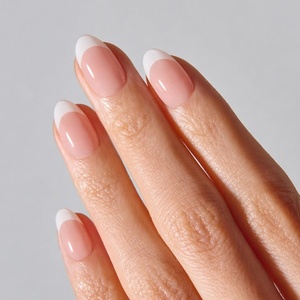 image:imageohora Gel Press On Nails  Pink Solid Art Short Square  Baby DaisyPure French