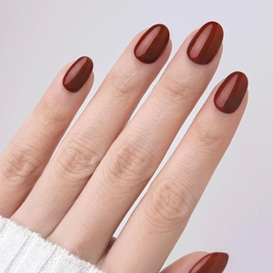 image:imageohora Gel Press On Nails  Pink Solid Art Short Square  Baby DaisyRoasted Red