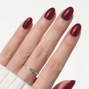 image:imageohora Gel Press On Nails  Pink Solid Art Short Square  Baby DaisyRuby Chrome
