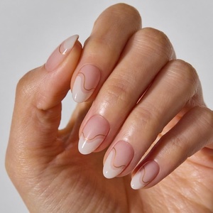 image:imageohora Gel Press On Nails  Pink Solid Art Short Square  Baby DaisyWave French