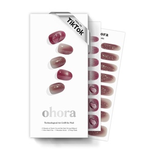 image:imageohora Semi Cured Gel Nail Strips N Love Bomb  Pink Glitter Works with Any UVLED Lamps SalonQuality Long Lasting Easy to Apply amp Remove  Includes 2 Prep Pads Nail File amp Wooden StickN Grape Glaze