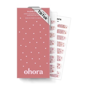 image:imageohora Semi Cured Gel Nail Strips N Love Bomb  Pink Glitter Works with Any UVLED Lamps SalonQuality Long Lasting Easy to Apply amp Remove  Includes 2 Prep Pads Nail File amp Wooden StickN Love Bomb