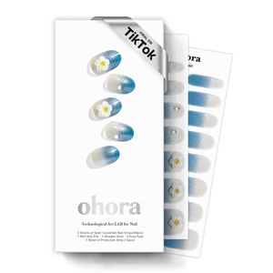 image:imageohora Semi Cured Gel Nail Strips N Mini Allure  Works with Any Lamps SalonQuality Long Lasting Easy to Apply amp Remove  Includes 2 Prep Pads Nail File amp Wooden StickN Plumeria Sky