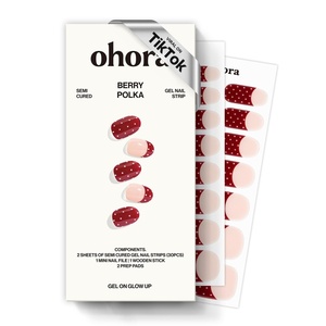 image:imageohora Semi Cured Gel Pedi Strips  Red Art Dot  N Berry PolkaN Berry Polka