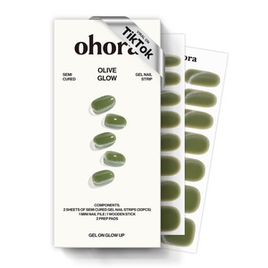 image:imageohora Semi Cured Gel Pedi Strips  Red Art Dot  N Berry PolkaN Olive Glow