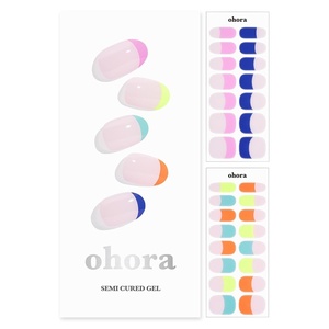 image:imageohora Semi Cured Gel Pedi Strips  Red Art Dot  N Berry PolkaN Rainbow French